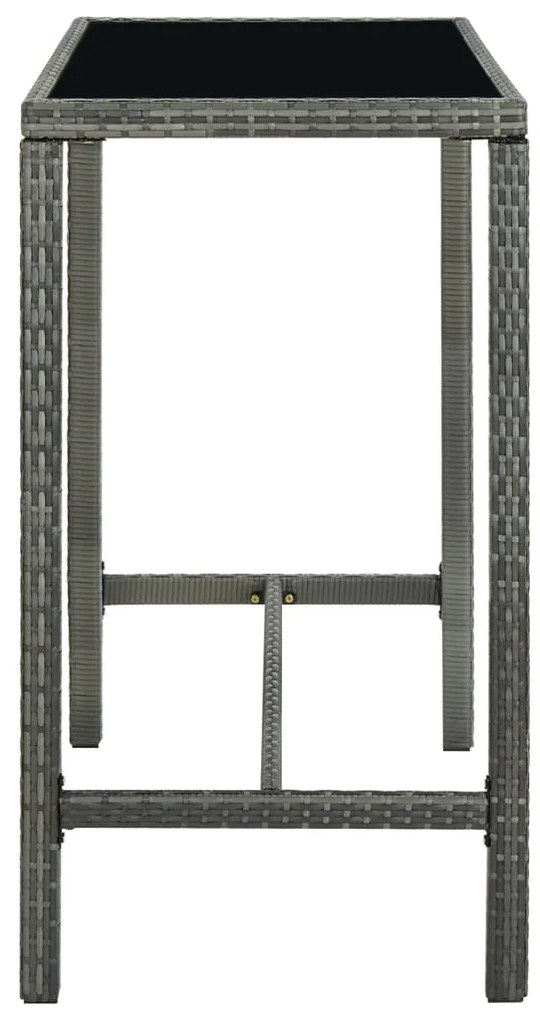 Set da bar da giardino 5 pz con cuscini in polyrattan grigio