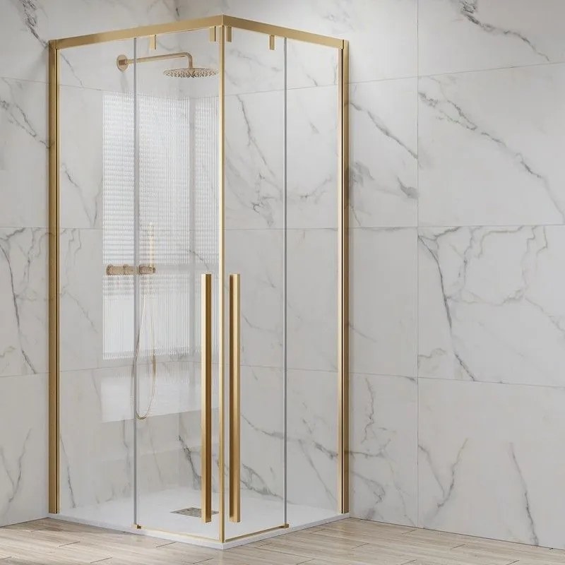 Kamalu - Box doccia 70x70 colore oro satinato doppio scorrevole vetro 8mm | KSA1000G