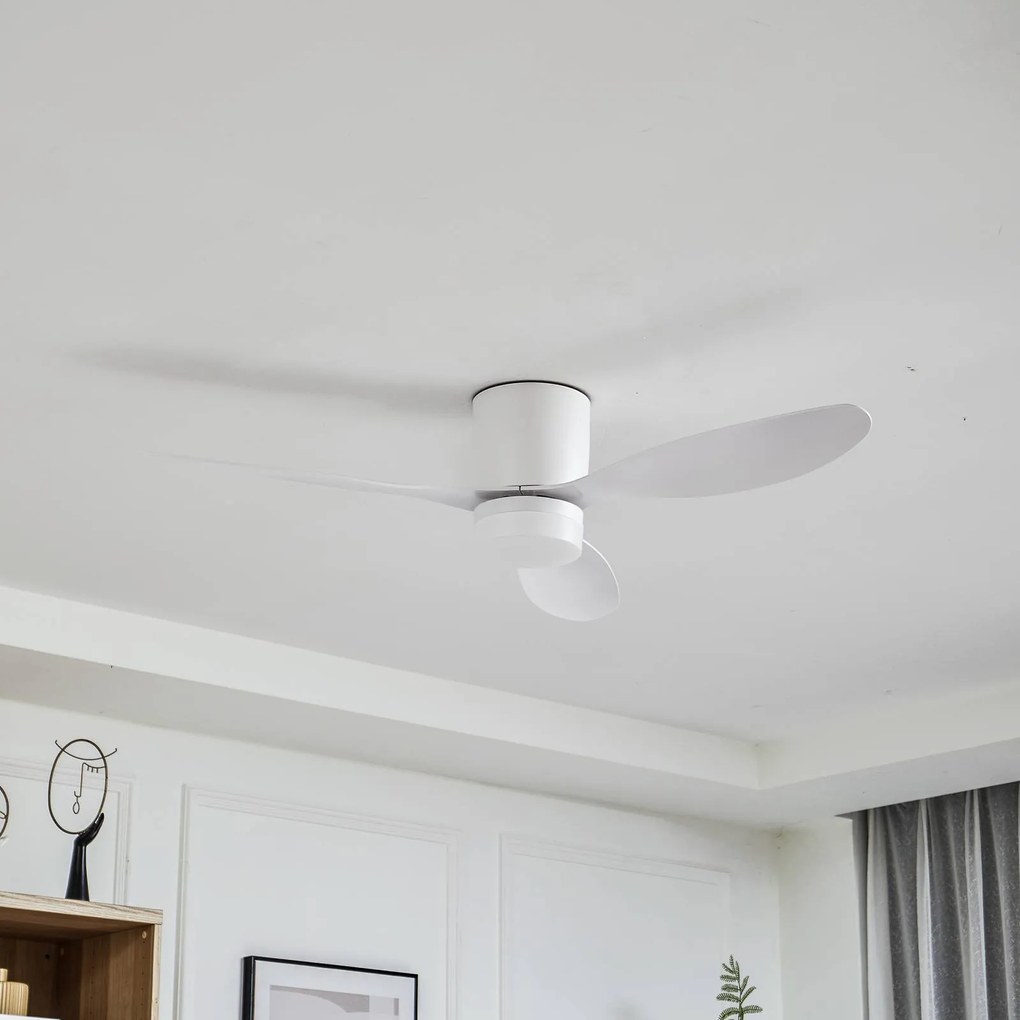 Lucande Ventilatore da soffitto LED Kayu, bianco, DC, silenzioso, Ø 132 cm Kayu, Bianco / Opale, Soggiorno / Sala da pranzo, Plastica, Moderno