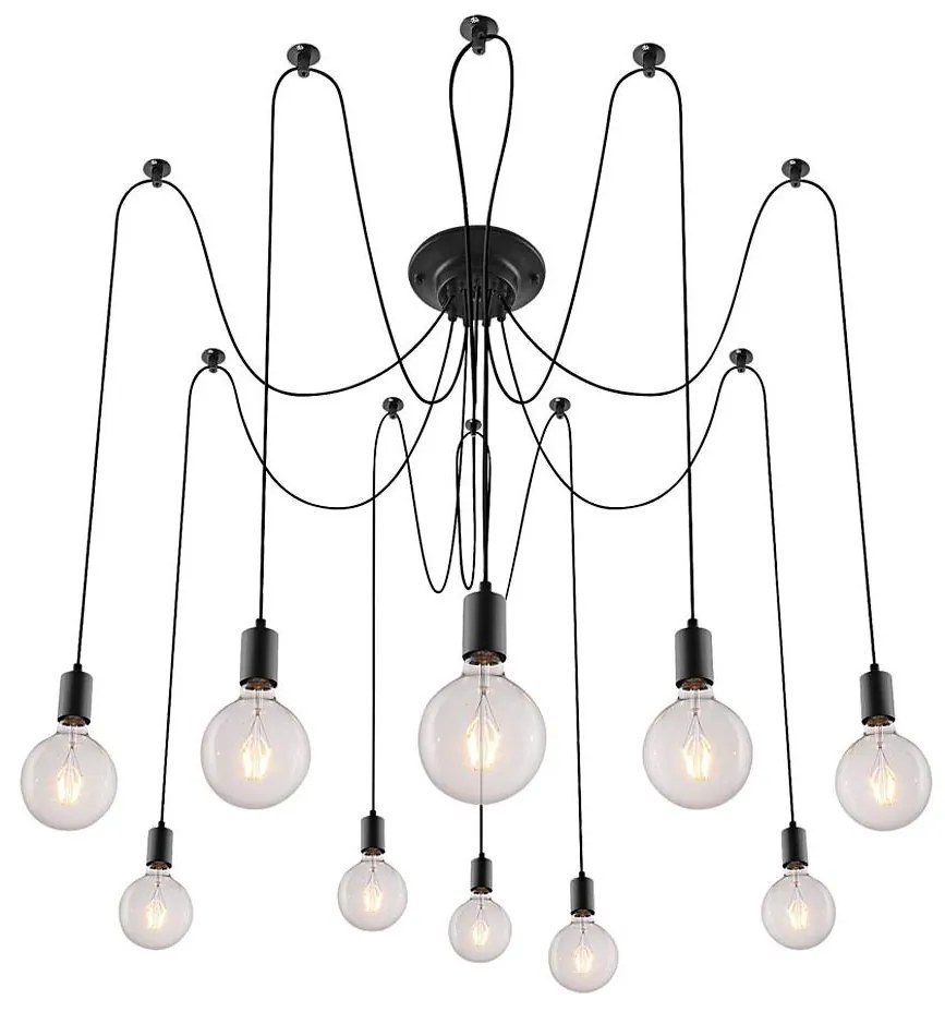 Rabalux 2224 - Lampadario CASPAR 10xE27/60W/230V nero