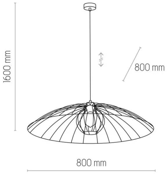 Lampadario a sospensione con filo BARBELLA 1xE27/60W/230V diametro 80 cm