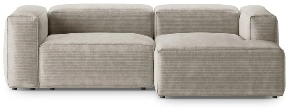 Divano angolare beige (con penisola a destra/con chaise lounge) con rivestimento in velluto a coste Bergamo – Cosmopolitan Design