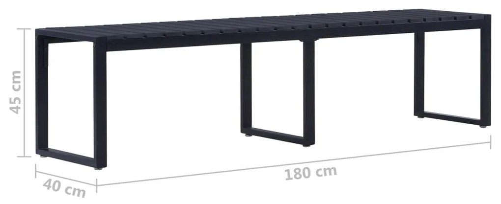 Panchina da Giardino 180 cm in Pannello PS Nero