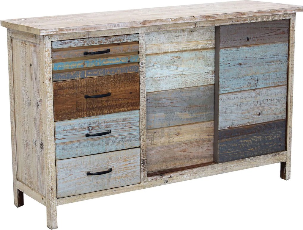 COLORWOOD - credenza quattro cassetti in legno colorato