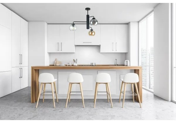 Lampadario a sospensione con supporto rigido FLEX 3xE27/60W/230V nero/fumé nero/fumé beige/limpido