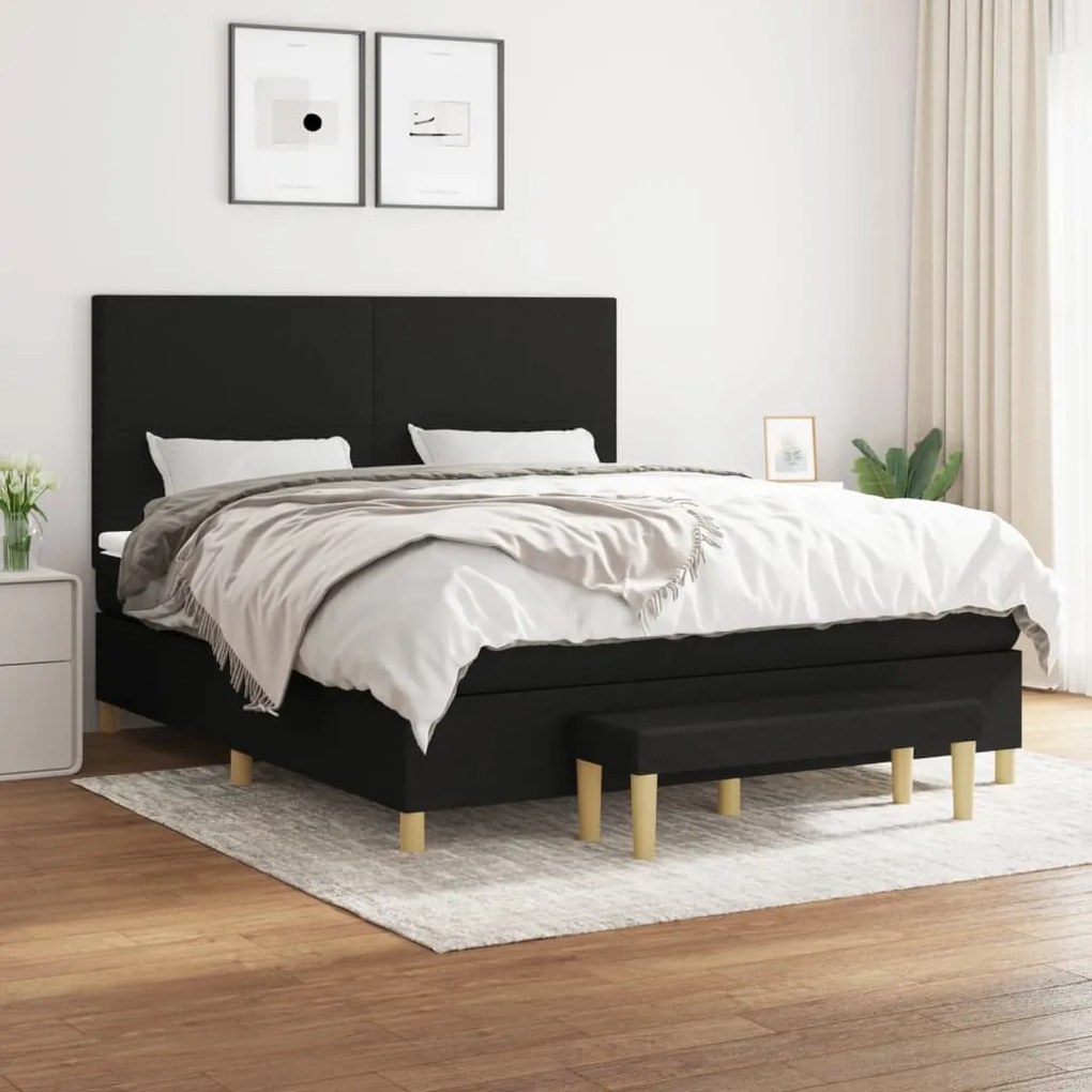 Giroletto A Molle Con Materasso Nero 160x200 Cm İn Tessuto /