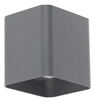 Lampada da parete moderna grigio scuro con LED IP54 quadrato - Evi