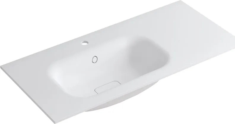 Lavabo a incasso rettangolare vasca a sinistra L 100.5 x H 15 x P 46 cm in resina bianco opaco