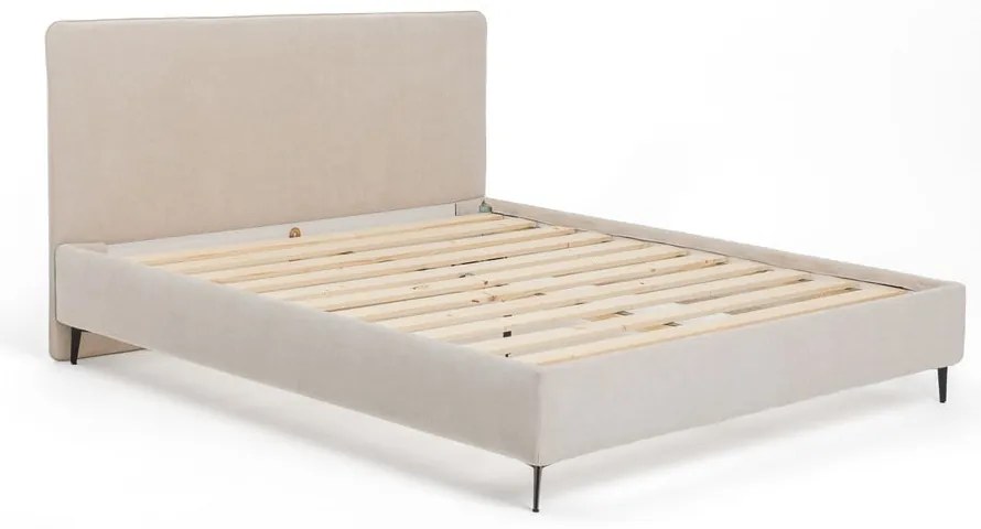 Letto matrimoniale imbottito beige con rete inclusa 160x200 cm Noira Slim – Bonami Selection