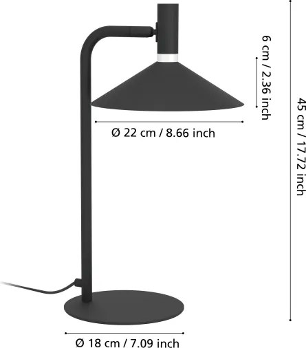 Eglo 902185 - Lampada da tavolo dimmerabile LED RGBW CONOMAVILLA-Z LED/7,5W/230V nera