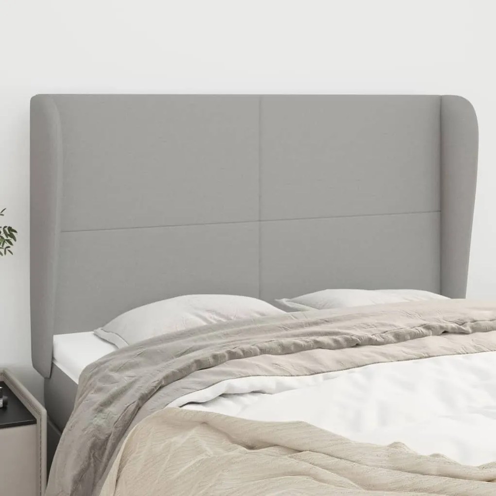 Testiera Ad Orecchio Grigio Chiaro 147x23x118/128 Cm İn Tessuto /