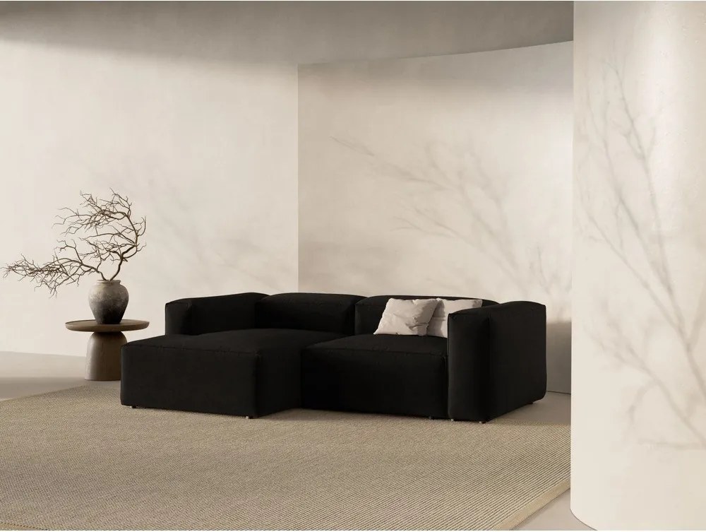 Divano angolare nero (con penisola a sinistra/con chaise lounge) Bergamo – Cosmopolitan Design