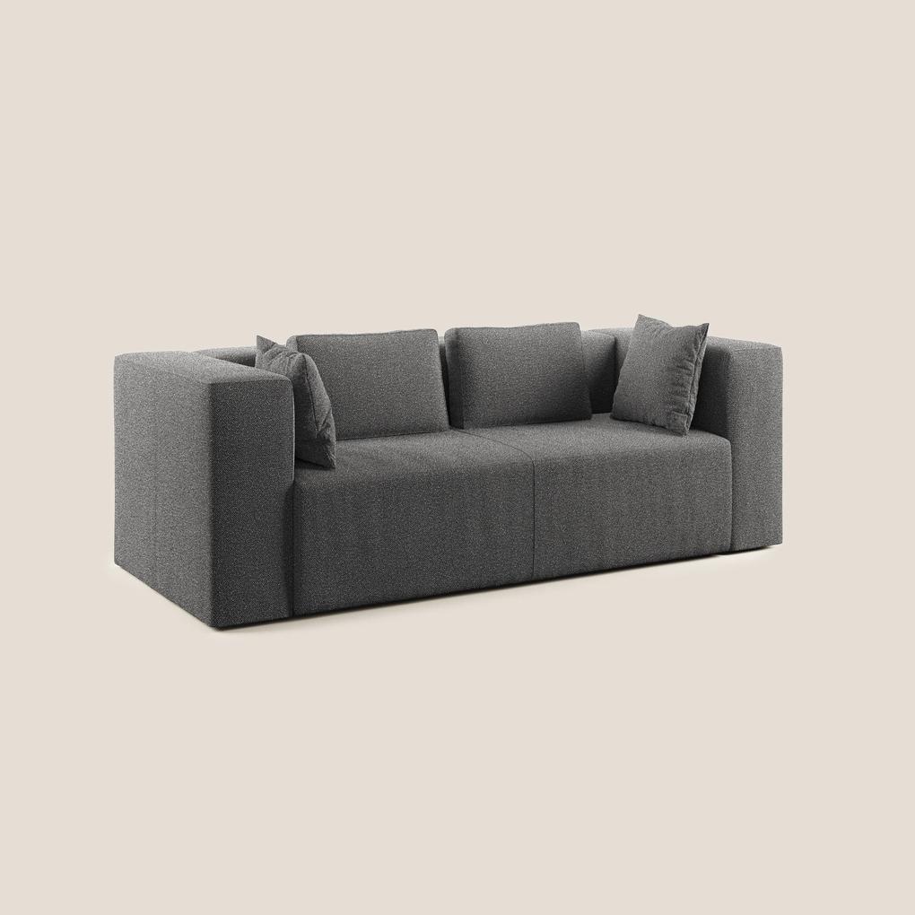 Nettuno divano moderno componibile in morbido tessuto bouclè T07 antracite 210 cm