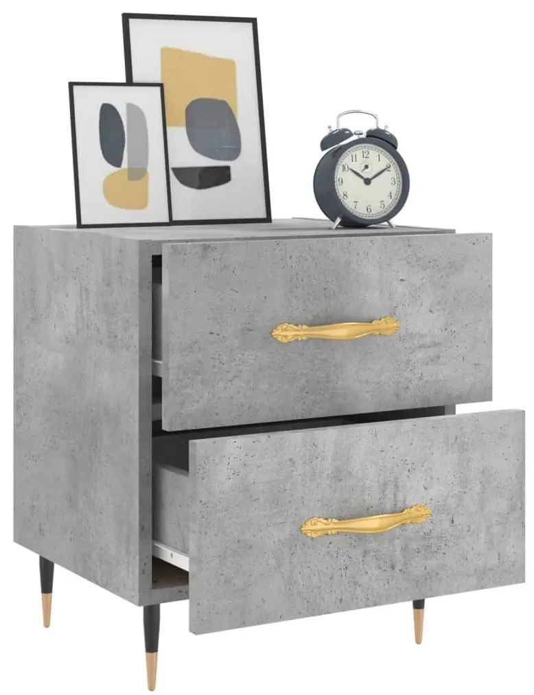 Comodini 2 pz grigio cemento 40x35x47,5 cm in legno multistrato