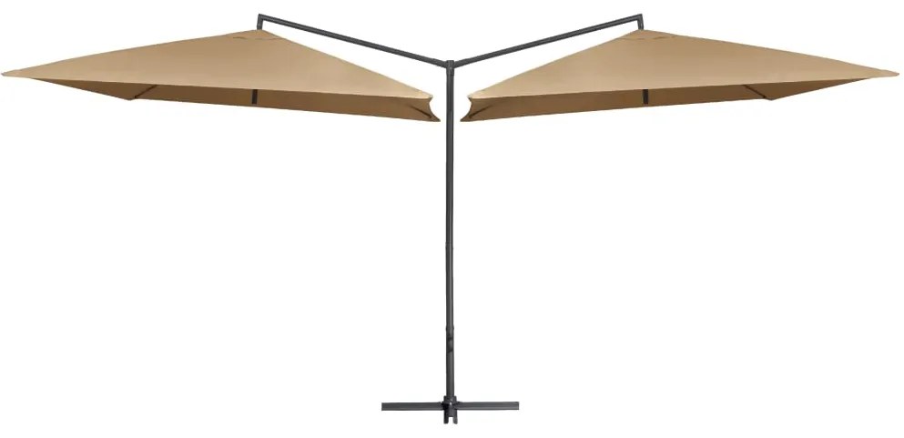 Ombrellone Doppio Con Palo İn Acciaio 250x250 Cm Grigio Talpa /