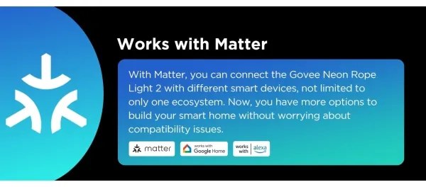 Govee - Neon 2 MATTER striscia LED flessibile 3m RGBIC Wi-Fi