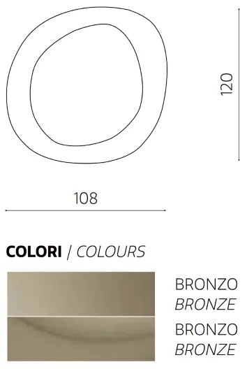 Specchio sagomato MOVE 108x120 cm con cornice curva Bronzo