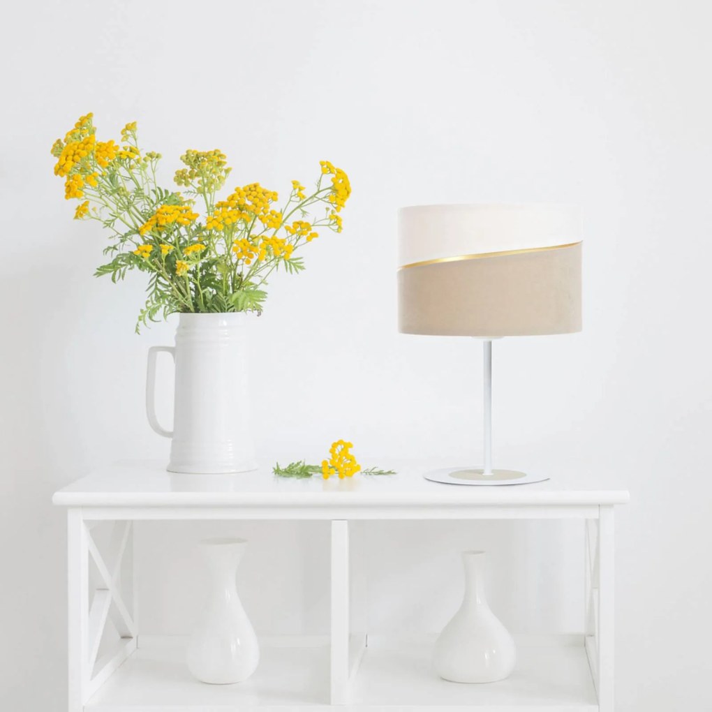 Maco Design Lampada da tavolo Susan, bianco/beige/oro