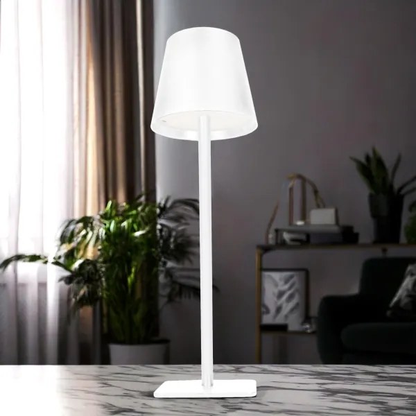 Solight WO69-W - Lampada da tavolo ricaricabile LED con dimmer a sfioramento LUCCA, 3,7 V 2000 mAh, bianca