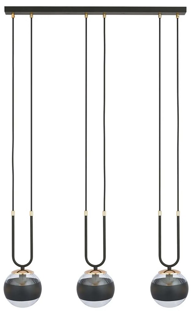 Lampadario Moderno Crio Acciaio Nero 3 Luci E14 Ip20