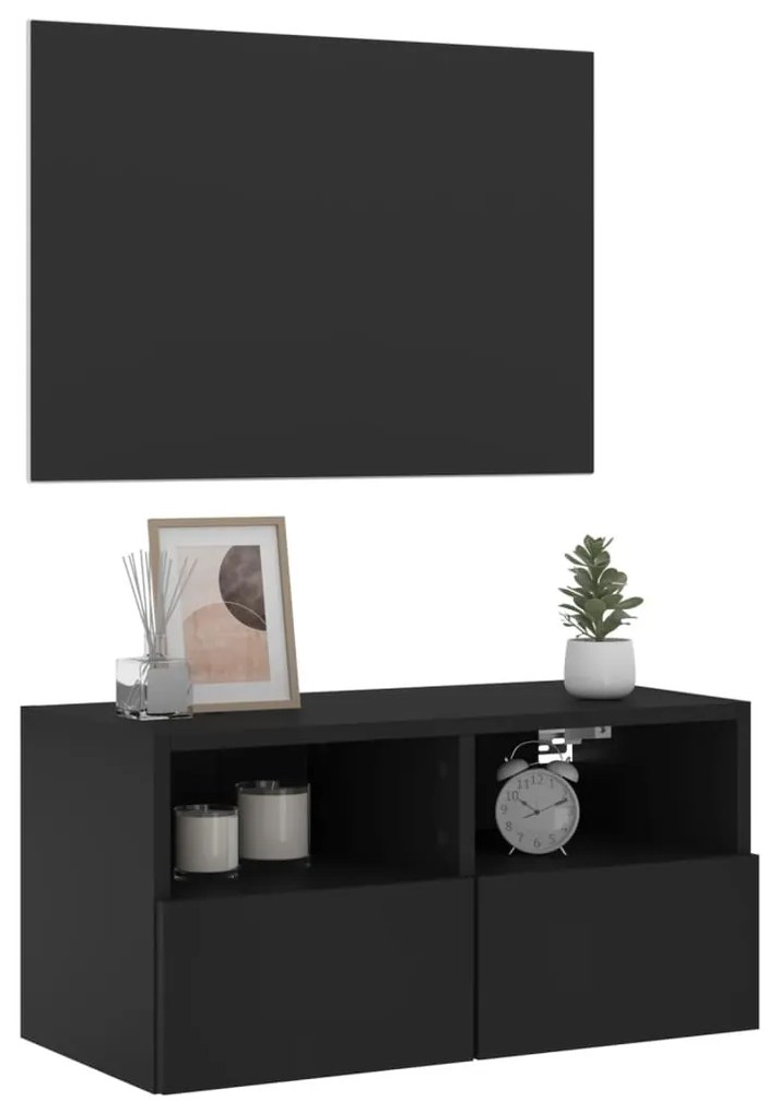 Mobile tv a parete nero 60x30x30 cm in legno multistrato