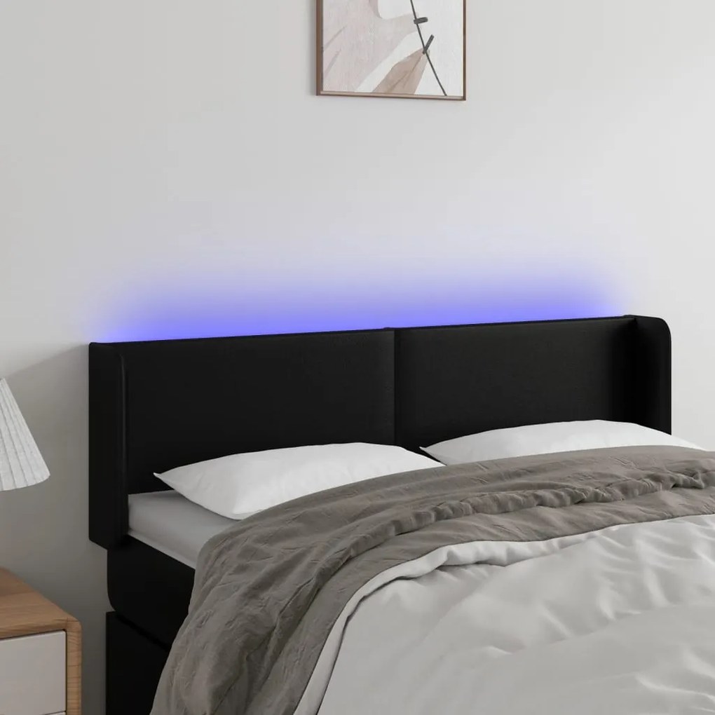 Testiera A Led Nera 147x16x78/88 Cm İn Similpelle /