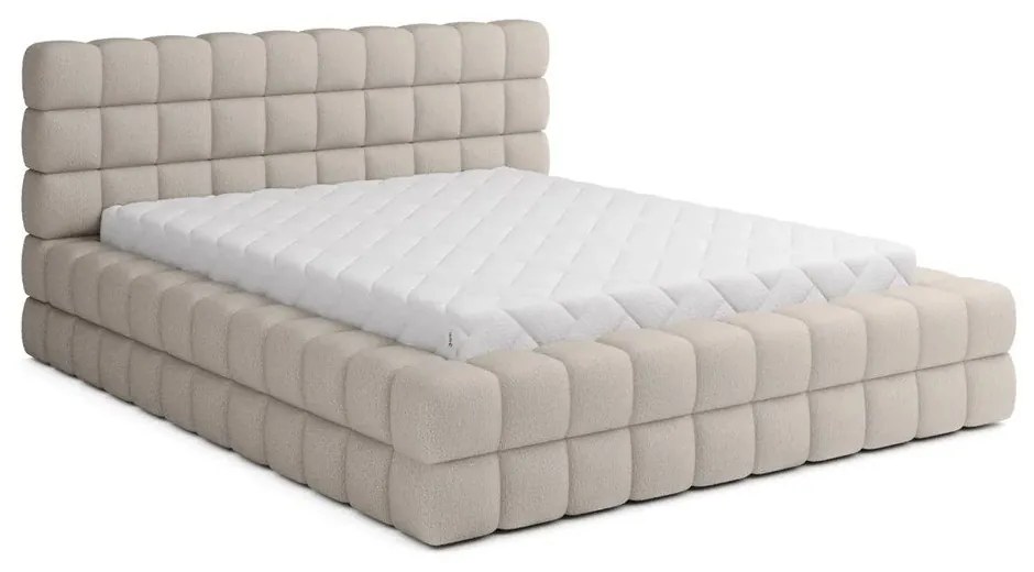 Letto matrimoniale imbottito beige con contenitore e rete inclusi 140x200 cm Dizzle – ELTAP