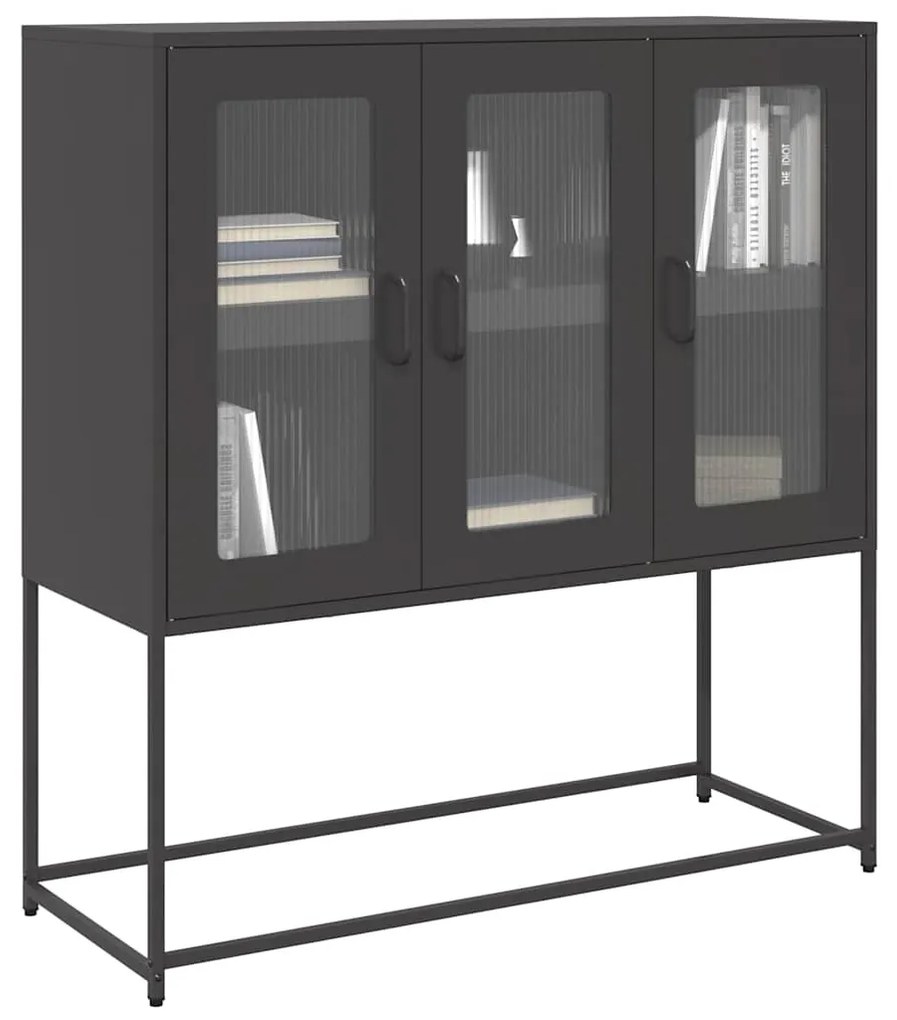 Credenza Nera 100,5x39x107 Cm İn Acciaio Laminato A Freddo /