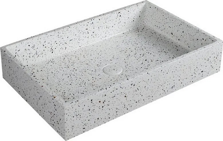 Lavabo da appoggio rettangolare con finitura terrazzo stracciatella | KTERD-600STR - KAMALU