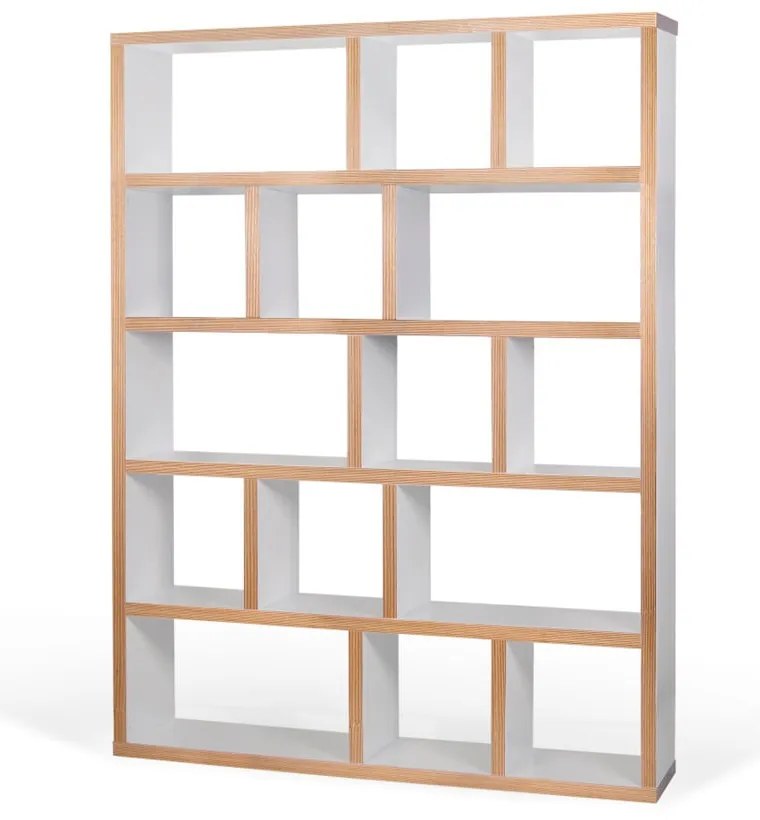 Libreria bianca con bordo in legno 150x198 cm Berlin - TemaHome
