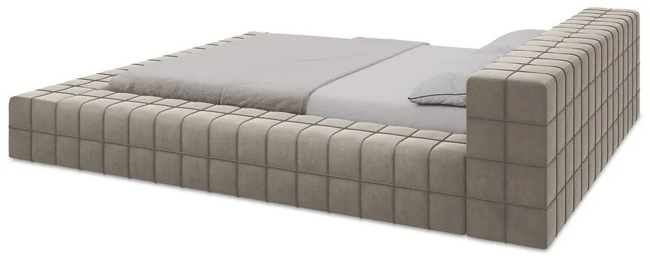 Letto matrimoniale imbottito tortora con griglia 160x200 cm Akela - Makamii