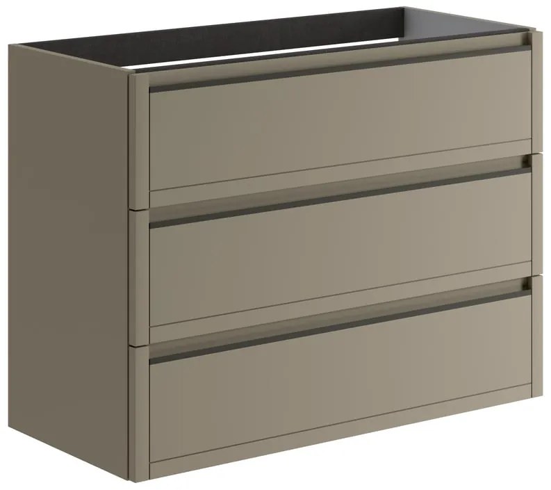 Mobile da bagno sospeso sotto lavabo L 99.5 x H 78 x P 45.5 cm marrone opaco, 3 cassetti TRATTO