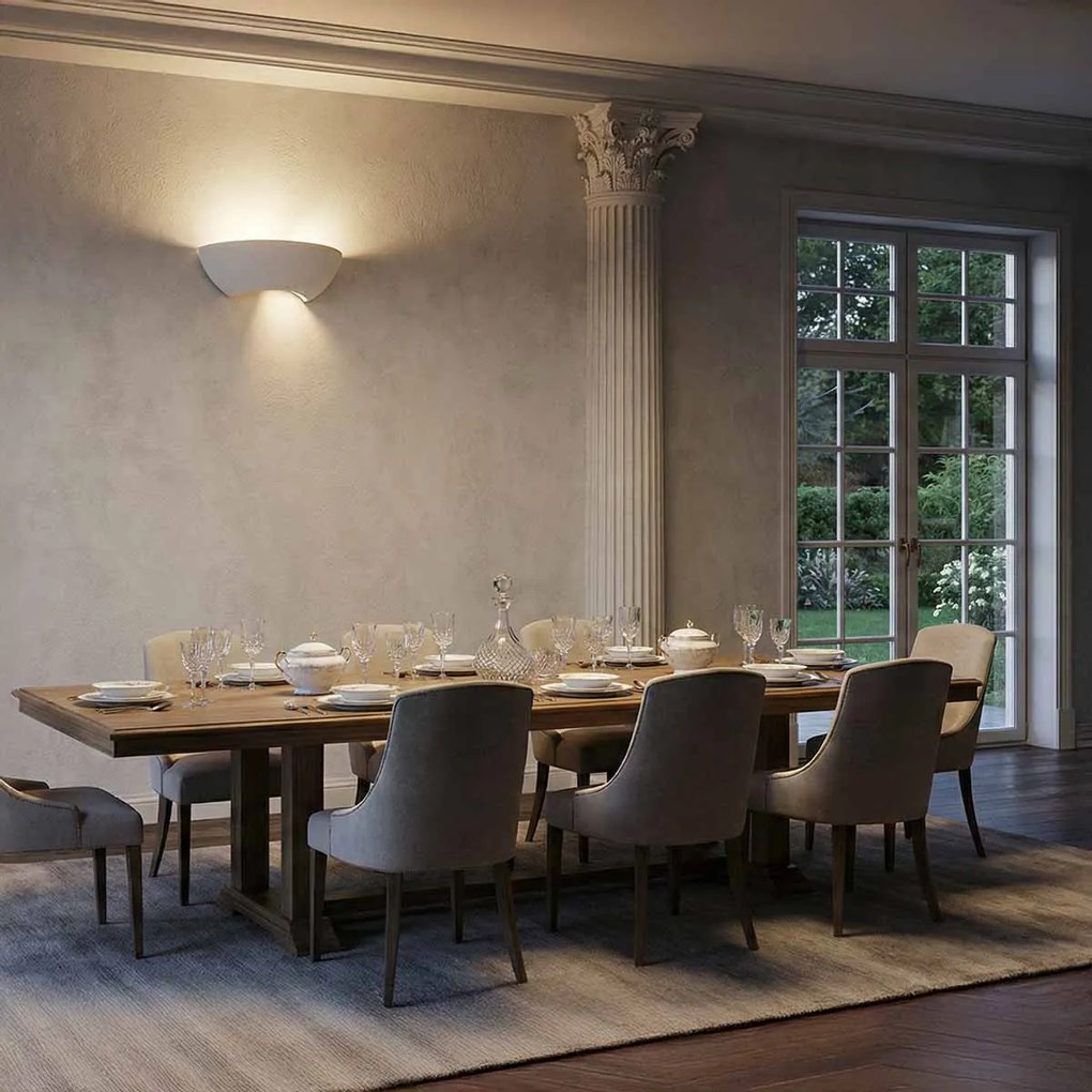 Applique da Parete E14 Curva Moderna in Gesso Pitturabile