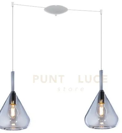 Sospensione bianco 2 luci spostabile vetri blu 1177bi-s2 s-bl