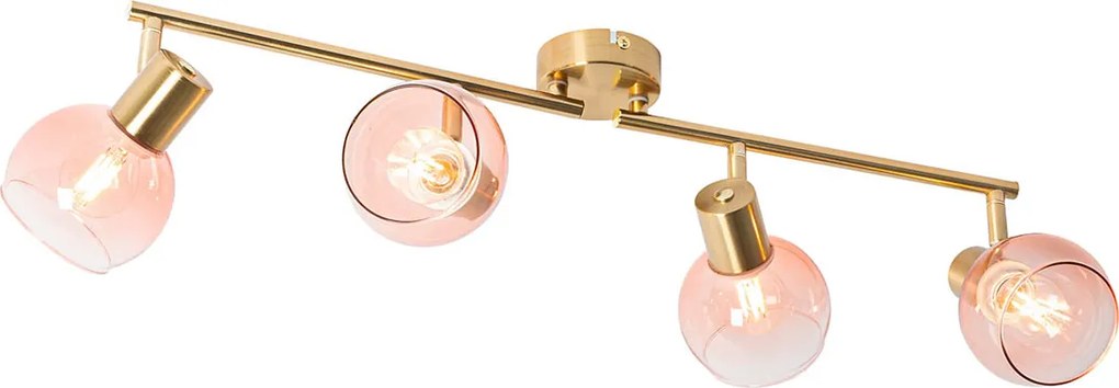 Faretto intelligente dorato con vetro rosa incl. 4 Wifi P45 - VIDRO