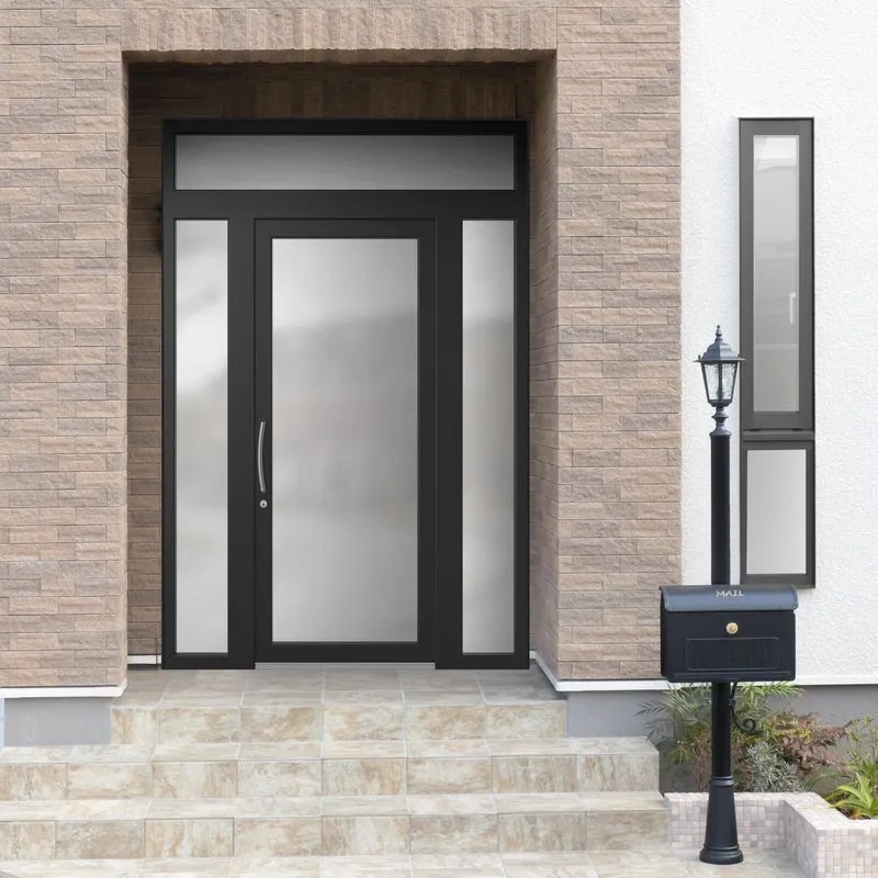 Portoncino d'ingresso Condo24 L 90 x H 210 cm in PVC nero, apertura spingere a destra