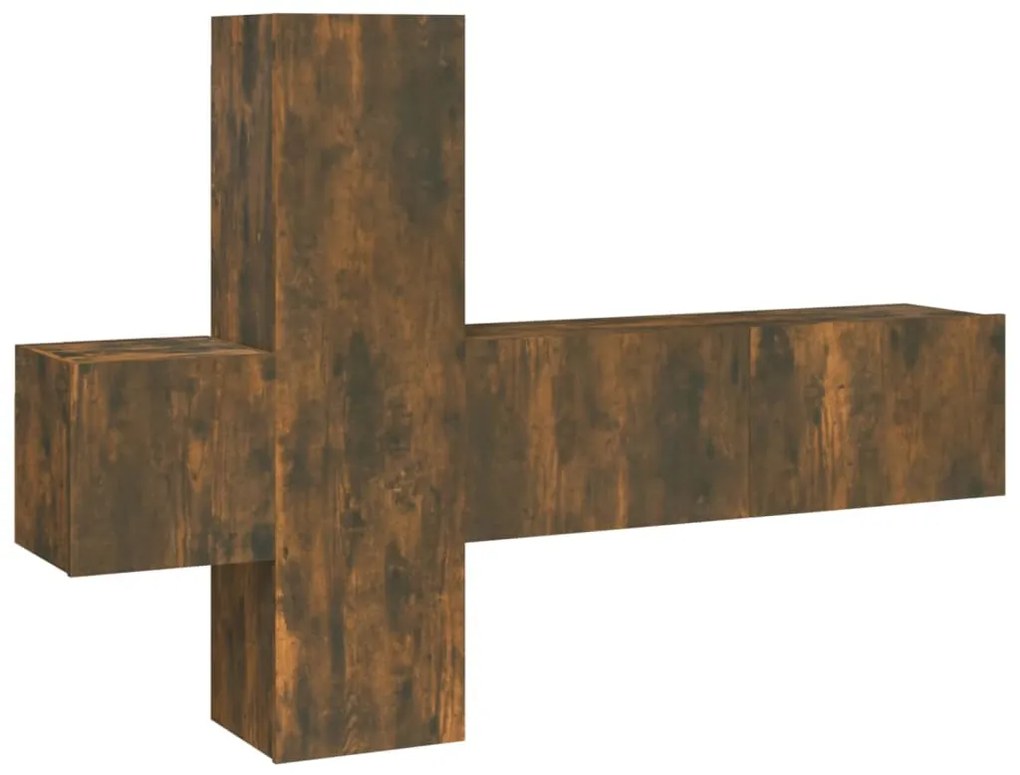 Set mobili porta tv 3 pz rovere fumo in legno multistrato