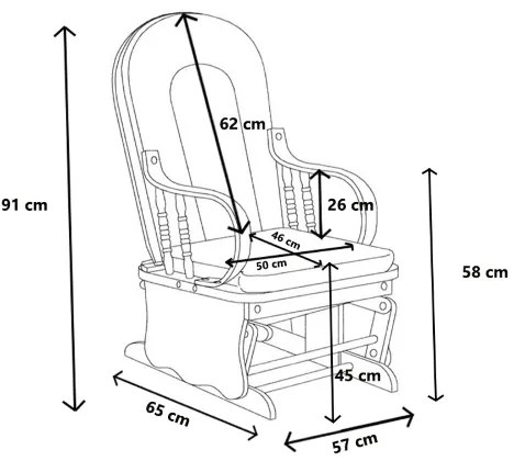 Poltrona a dondolo oscillante in legno con cuscino Blu - LONDRA