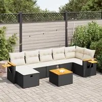 Set Divani da Giardino con Cuscini 8 pz Nero in Polyrattan 3325990