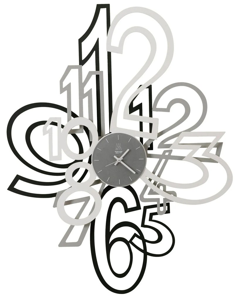 Orologio gomitolo di numeri Mimic - Nero alluminio e bianco