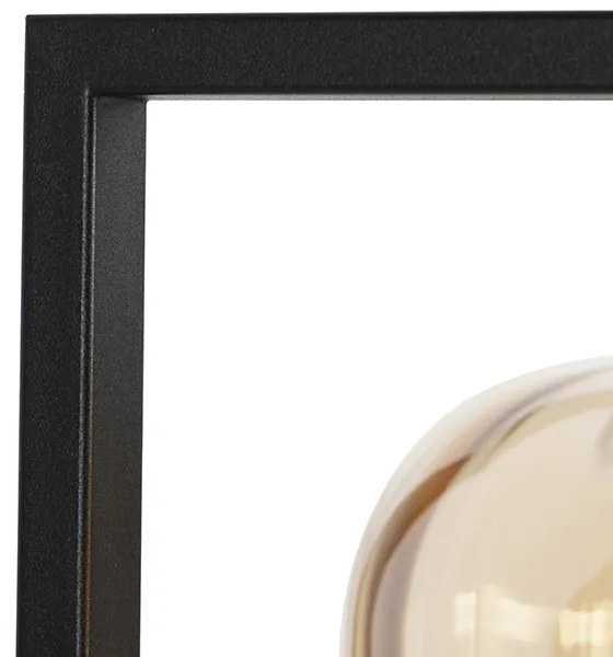 Lampada da terra di design nera con vetro ambrato - Qara Down
