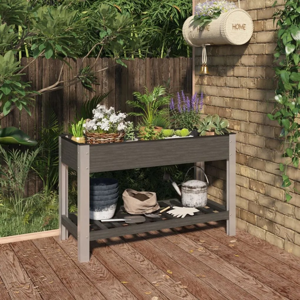 Fioriera Rialzata Giardino Con Ripiano Grigia 120x50x75 Cm Wpc /