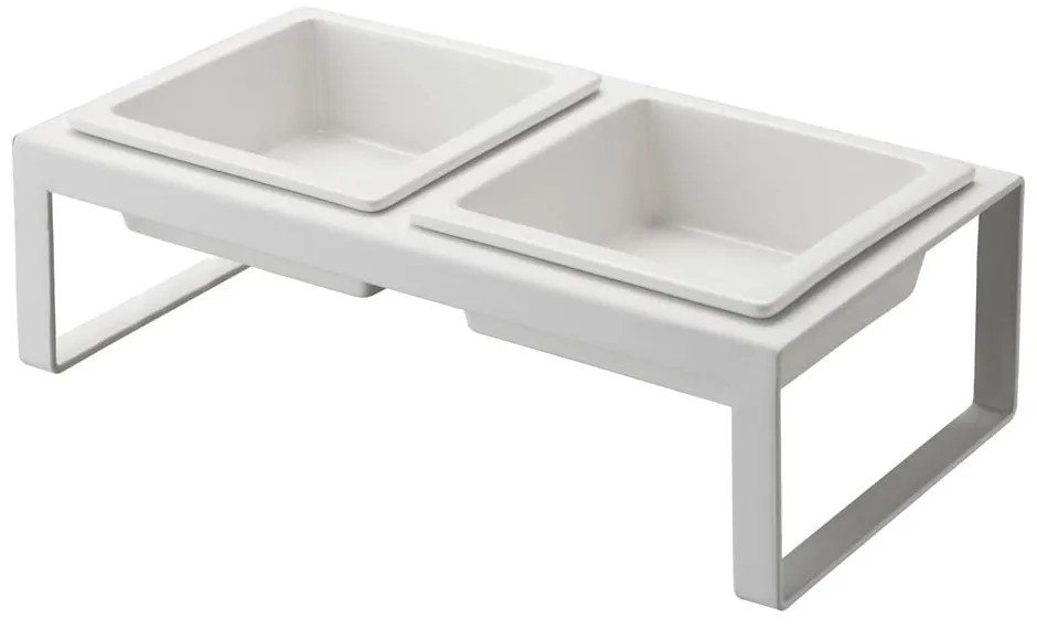 Set di ciotole per animali bianche con supporto Yamazaki Tower - YAMAZAKI