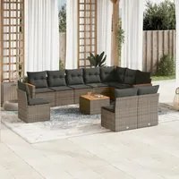 Set Divani da Giardino 11 pz con Cuscini in Polyrattan Grigio 3258483