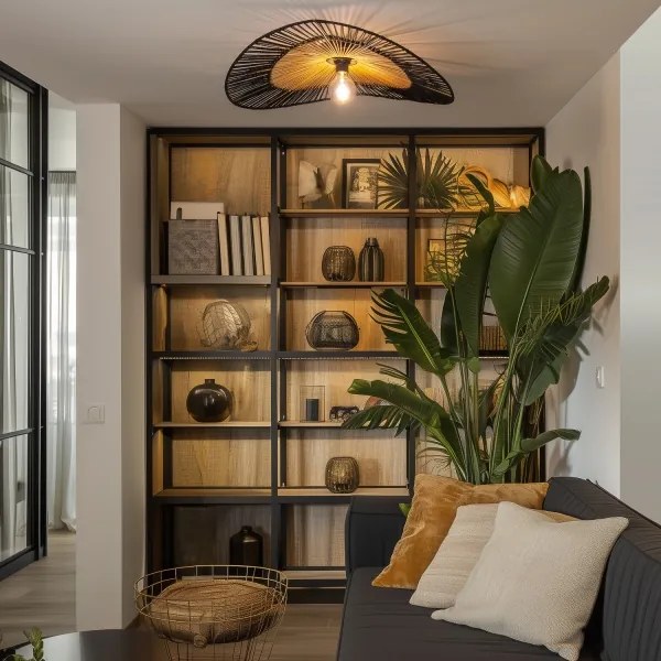 Brilagi - Lampadario a plafone LED CERIA BOHO 1xE27/40W/230V Ø 80 cm nero/marrone