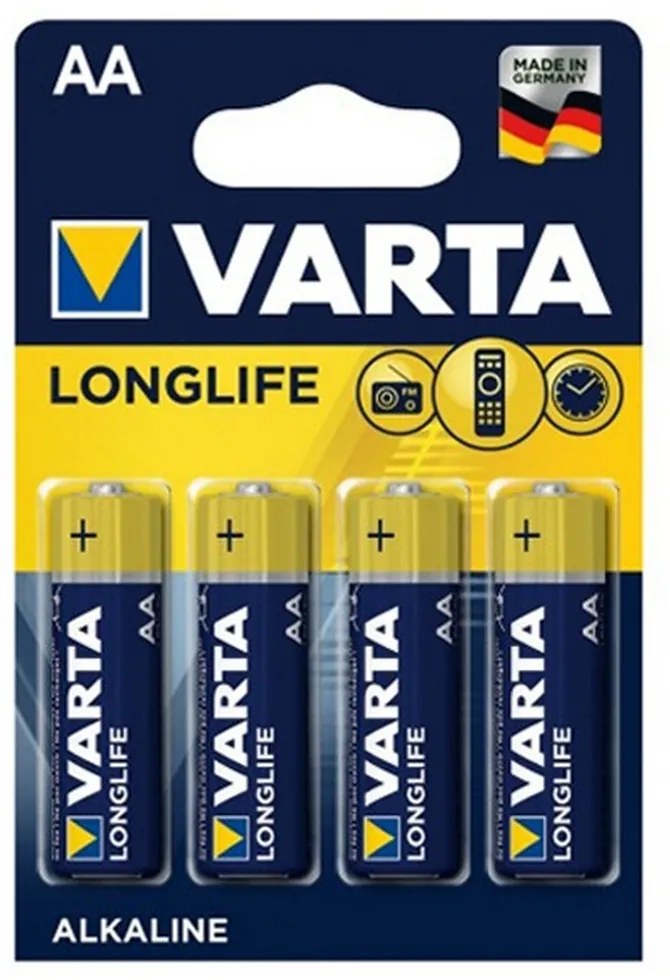 Batteria Varta 1,5V AA Stilo Longlife Alcalina confezione da 4 pile