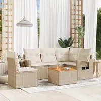 Set Divano da Giardino 6 pz con Cuscini Beige in Polyrattan 3256898