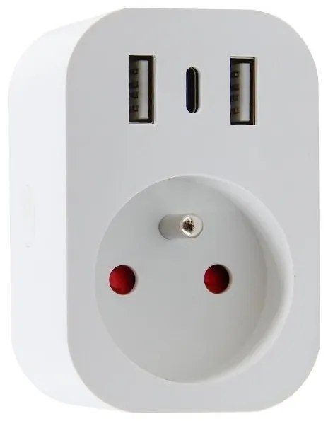 Immax NEO 07772L - Multipresa intelligente 16A/230V con 2x USB + 1x USB-C, Wi-Fi Tuya