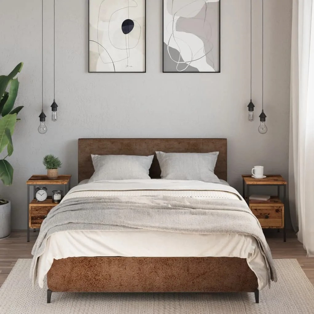 Comodini Legno Antico 2 Pz 34x36x50 Cm İn Legno Multistrato /