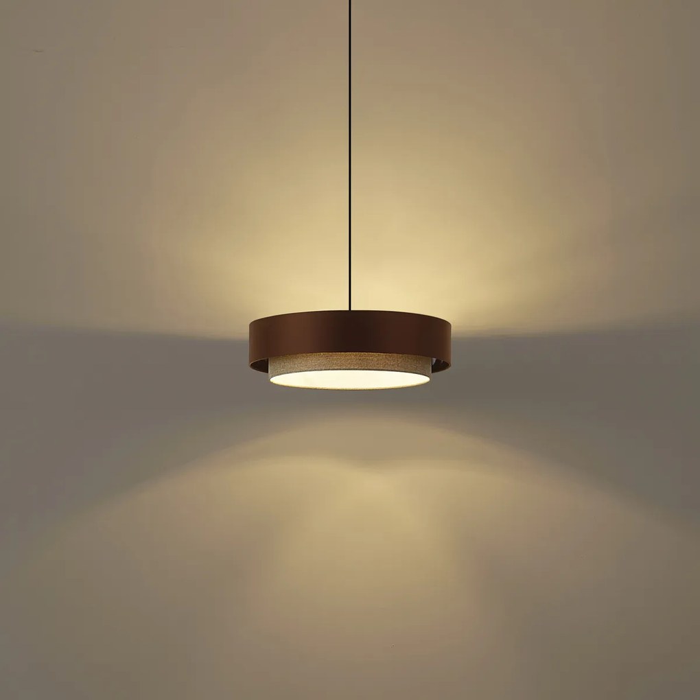 Lampada a sospensione moderna bronzo scuro con tortora 50cm 3 luci - Drum Duo